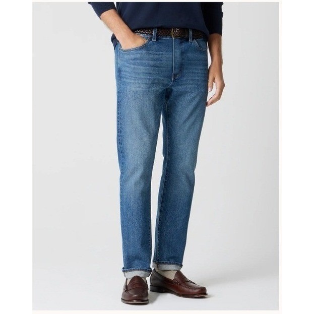 J.Crew Flex Straight Leg Jeans Mens 36x30 Medium Wash Blue Denim Pants